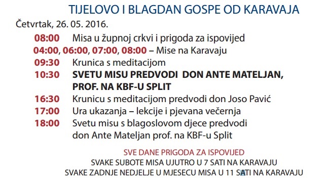 Gospe od Karavaja - mise